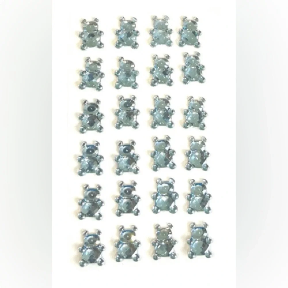 Blue Bear Charms 3D Baby Shower Self Adhesive Stickers Crafts Party Supplies